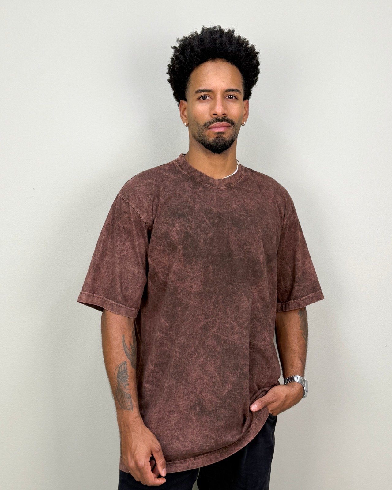 Camiseta Acid Wash Café